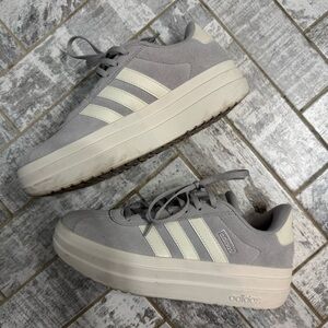 Adidas Suede Gray and Cream Platform Sneakers